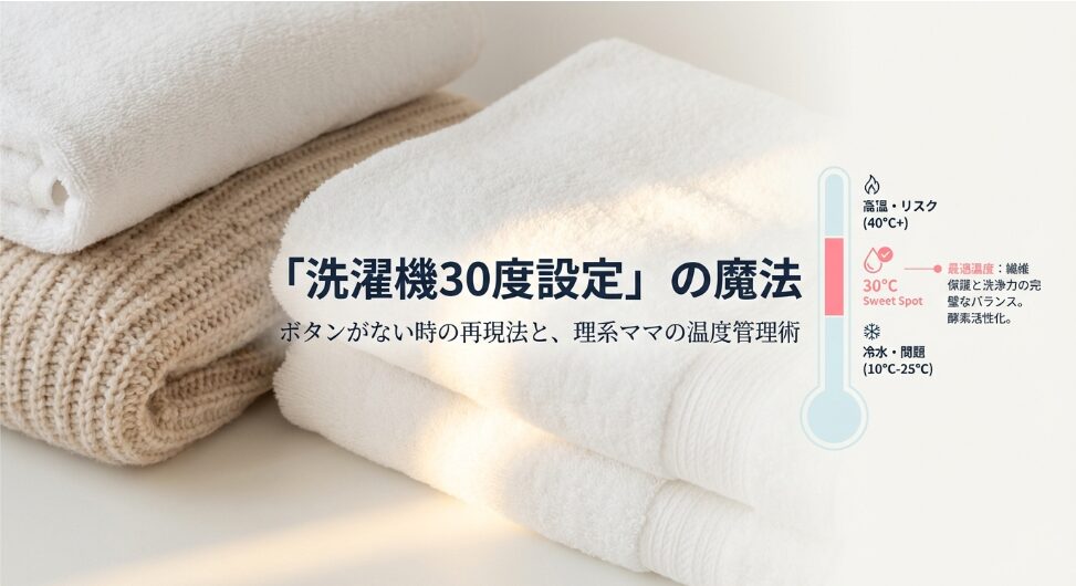 「洗濯機30度設定」の魔法!ボタンがない時の再現法と理系ママの温度管理術 | 洗濯ログ
