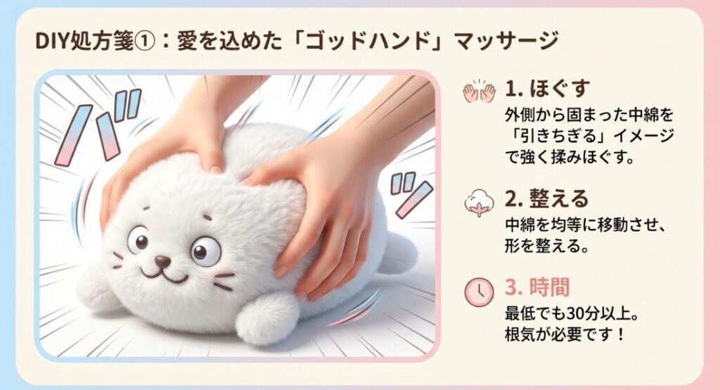 しろたんの綿の偏りやダマを自力で直す方法