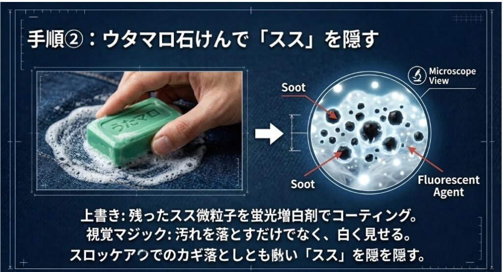 ウタマロを谷間に塗り込む