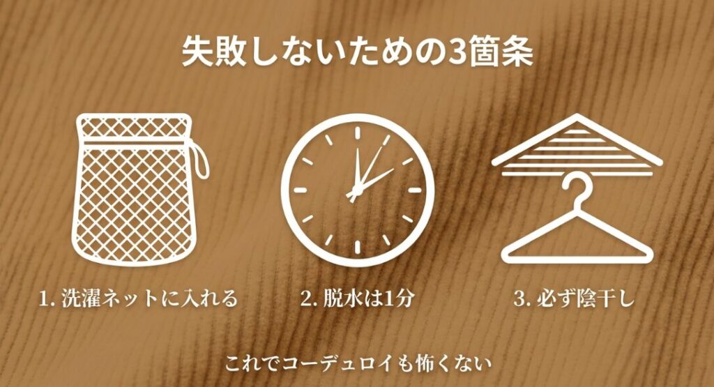 コーデュロイの洗濯で失敗を繰り返さないための重要ポイント