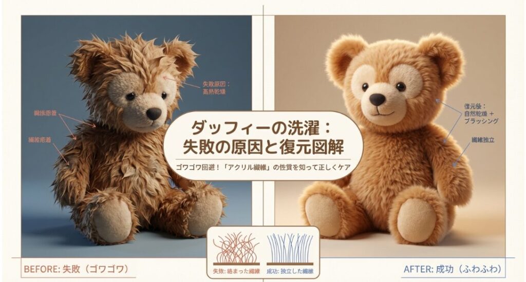 ダッフィーの洗濯で失敗した？