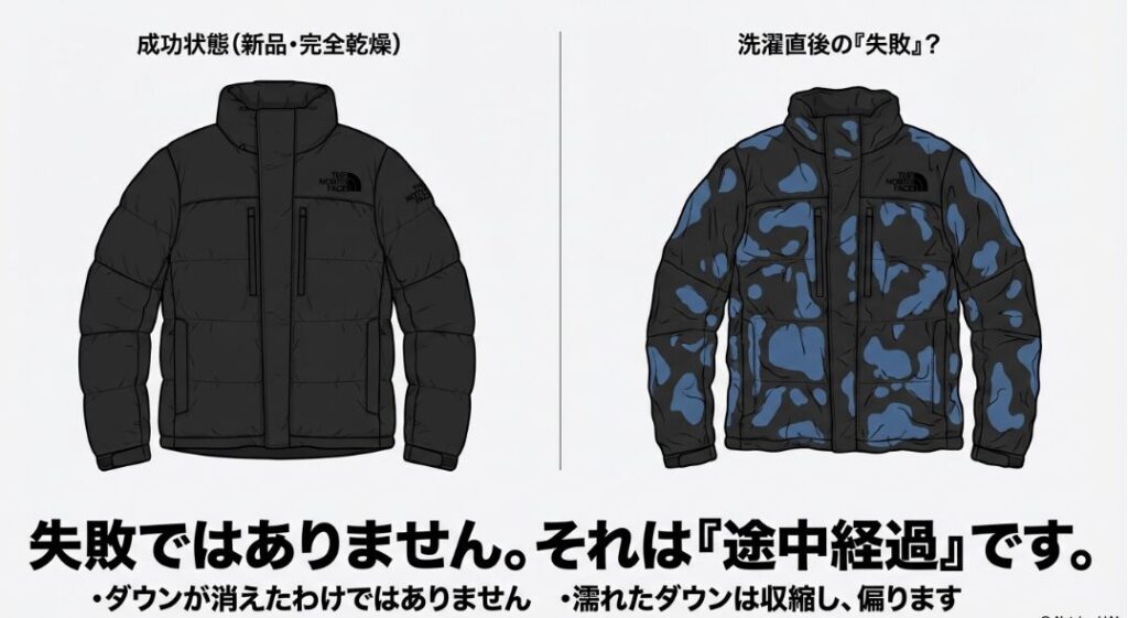 ノースフェイスのダウン洗濯