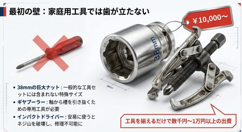 パルセーターや洗濯槽の固着による引き抜き困難