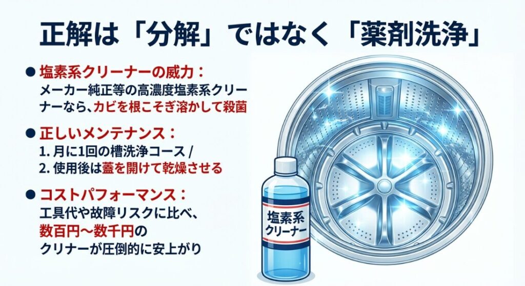 分解をせずに特殊な高圧洗浄や超強力な薬剤
