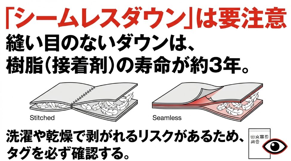 寿命が原因のシームレスダウンの剥がれと注意点