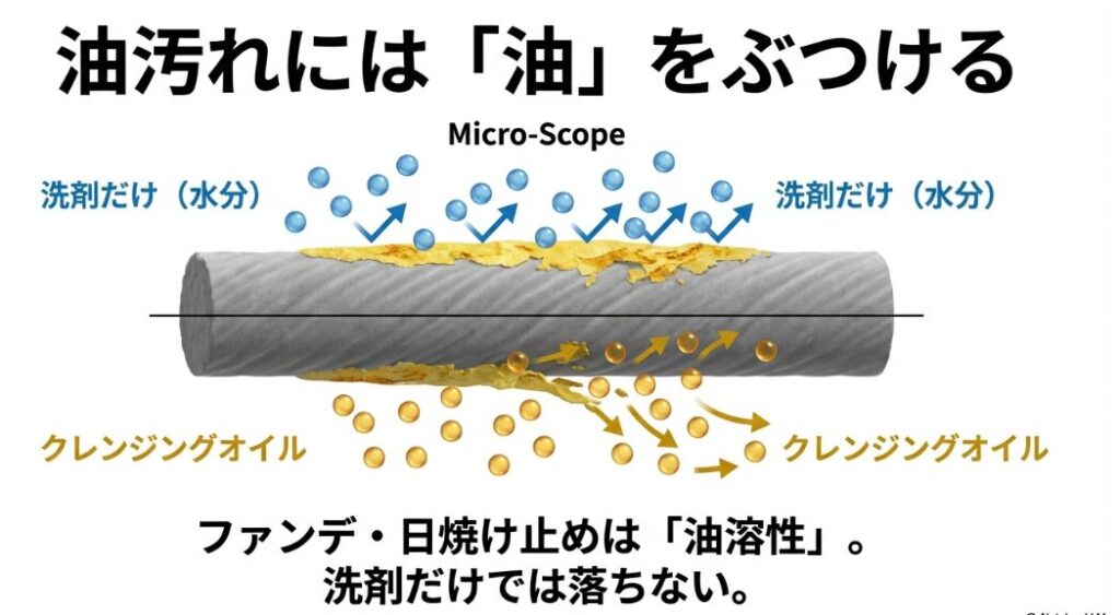 汗とファンデーションが作る「落ちない壁」の構造