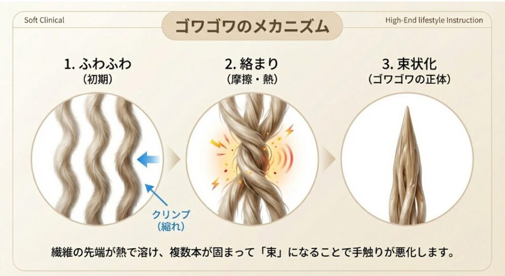 洗濯後に感じる「ゴワゴワ」や「フェルト化」の正体