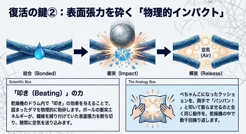 自然乾燥では限界？中綿が固まる「毛細管現象」の落とし穴