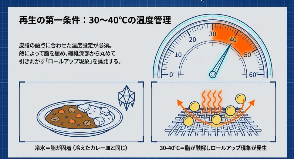 30〜40℃が正解！皮脂を丸めて引き剥がす「ロールアップ」の仕組み