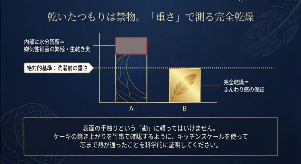 「重さ」で判別！生乾き臭を防ぐプロの完全乾燥テクニック