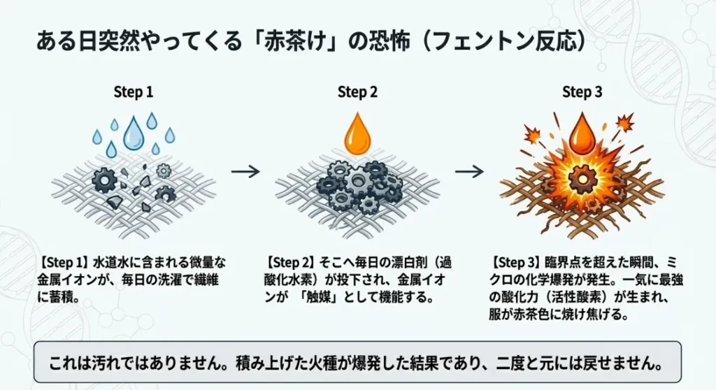 ある日突然やってくる「赤茶け」！服が修復不能になる臨界点