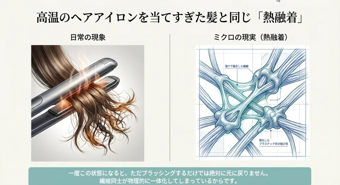 なぜチリチリに？60度で始まる繊維の溶け出し