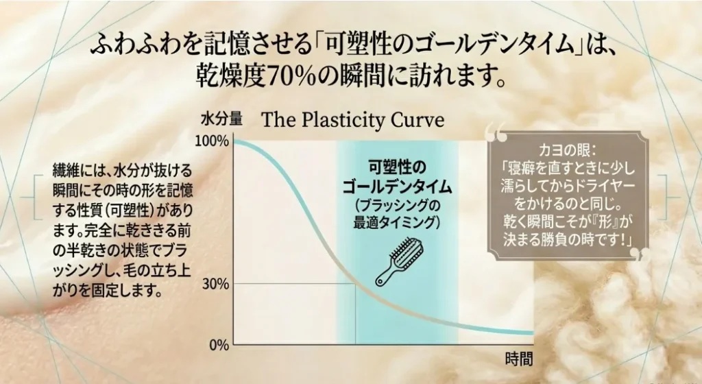 ふわふわの極意！「7割乾き」で見せる魔法のブラッシング