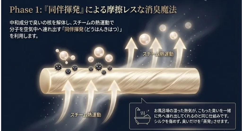 まずはリスクゼロ！消臭ミストと風で「同伴揮発」させる技