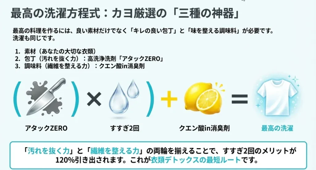 カヨが厳選！すすぎ2回を120%活かす解決アイテム比較