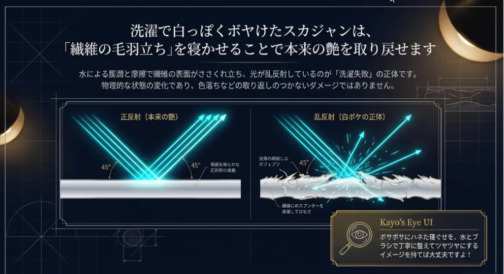 スカジャンの失敗は「毛羽を寝かせる」だけで魔法のように蘇る