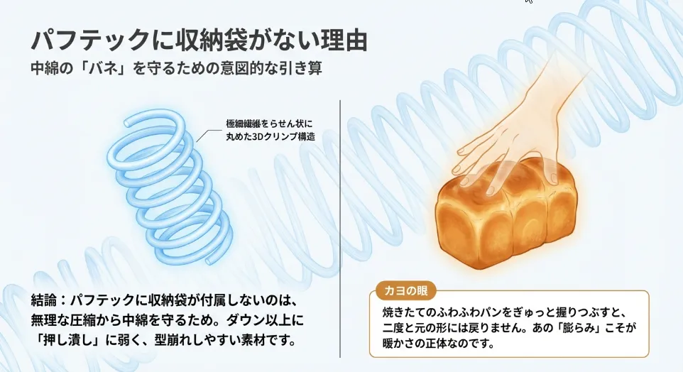 パフテックに袋がないのは「バネ」を守るため！代用選びの正解