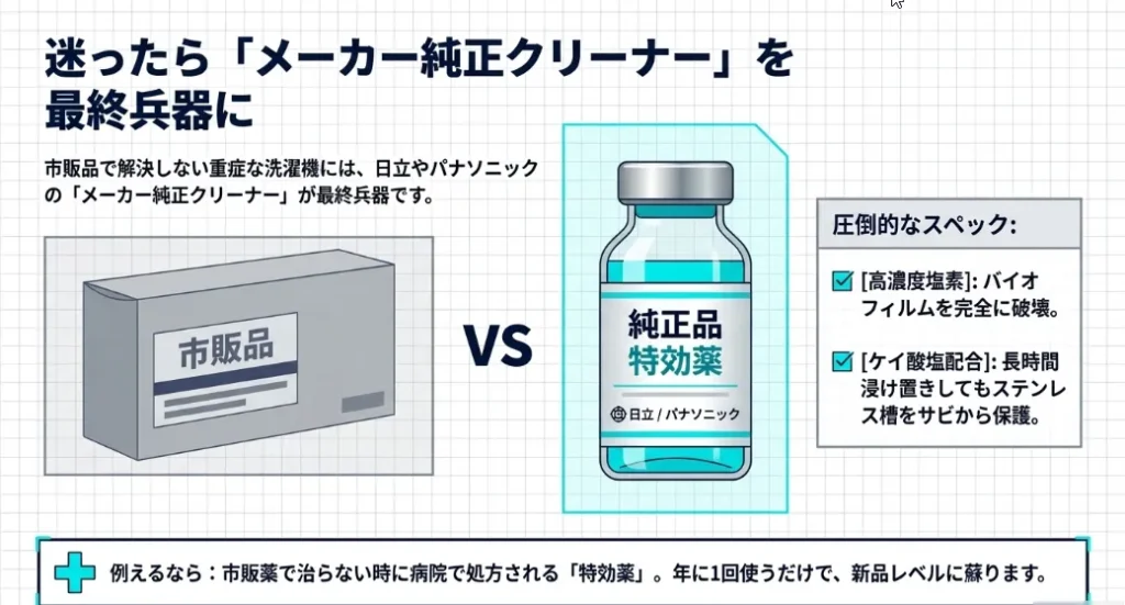 メーカー純正品が最強な理由！ステンレスを守る魔法の成分
