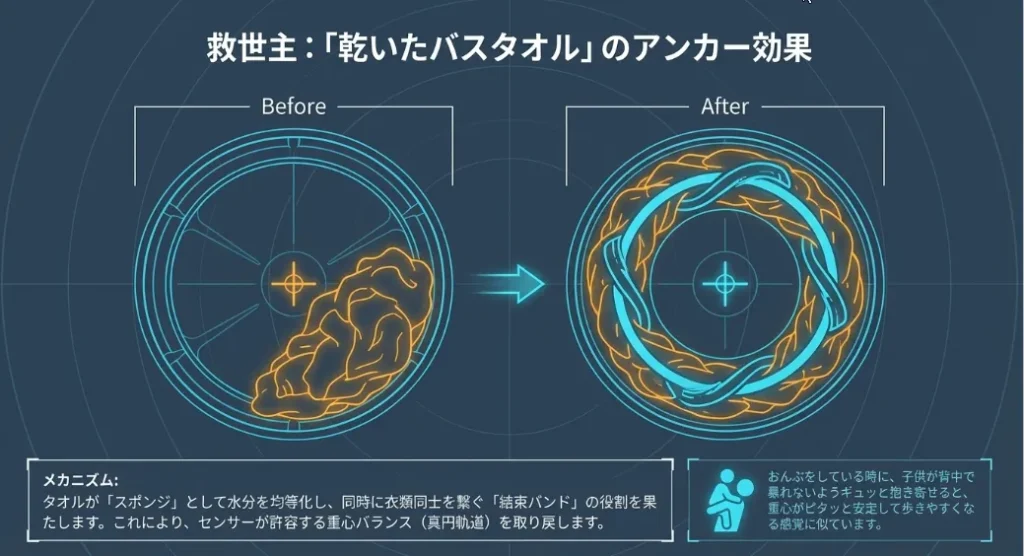 乾いたタオル1枚がバランスの「重石」になる驚きの効果