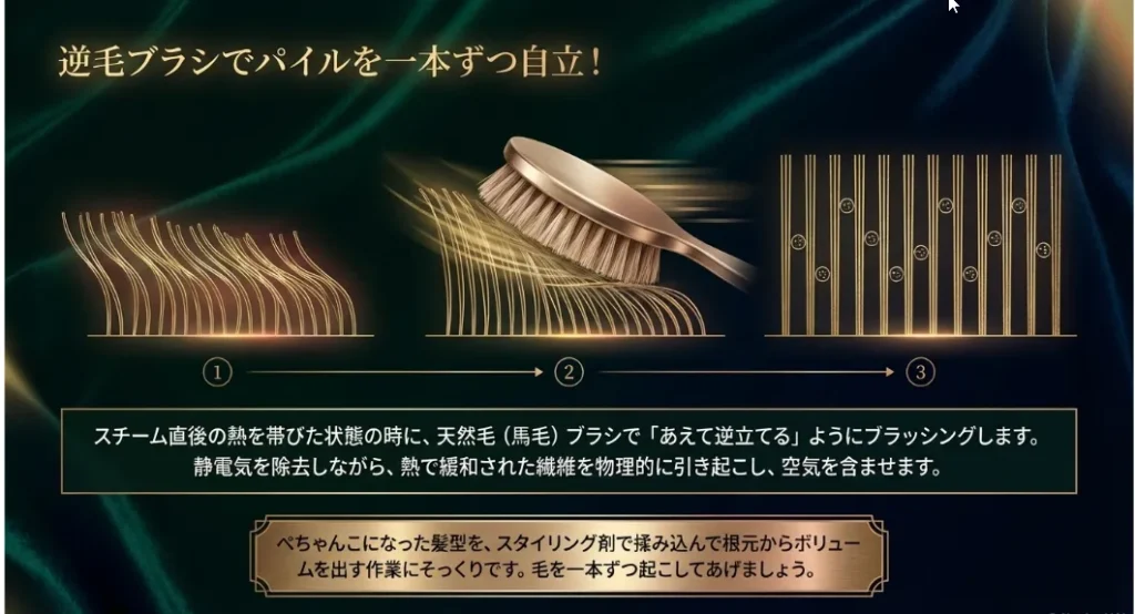 仕上げのブラッシング術！「あえて逆立てる」のが復活の秘訣