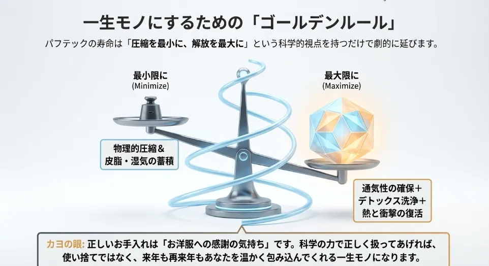 圧縮は最小限に！科学の力でお気に入りの1着を長く愛そう