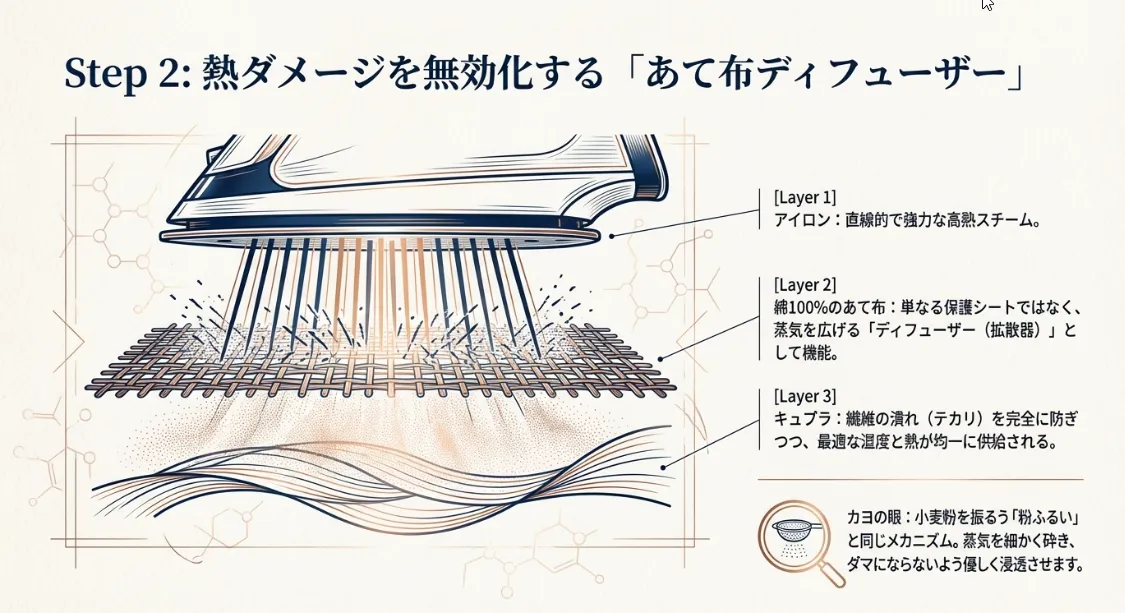 失敗を防ぐ「あて布ディフューザー」のスチーム術