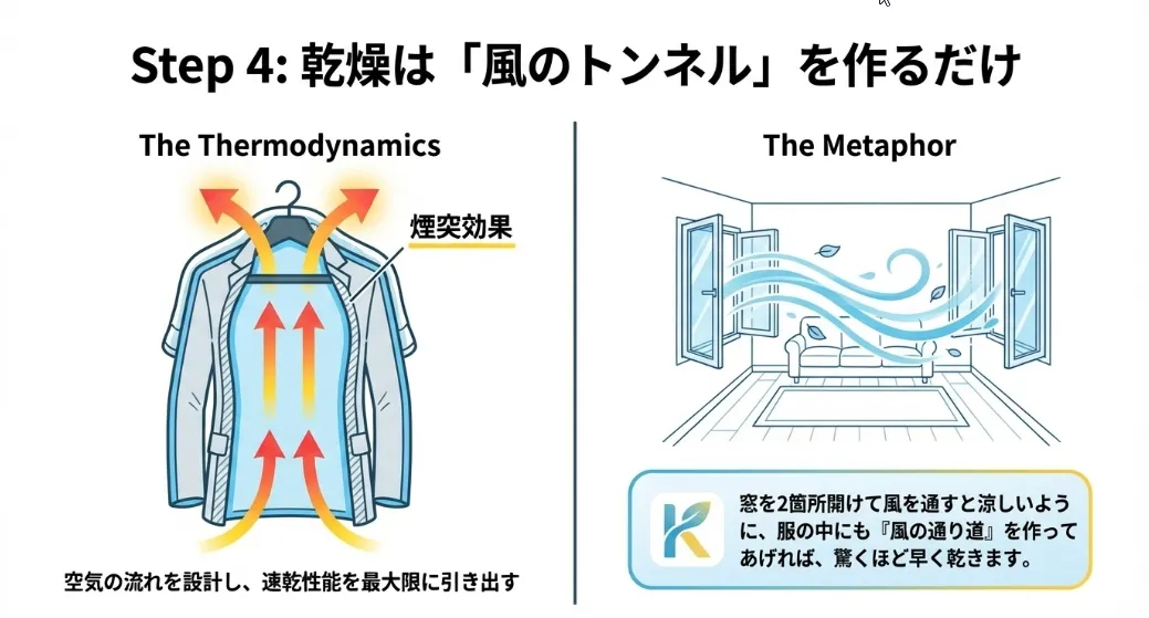 干す時は「厚手ハンガー」で空気の通り道を作ってあげよう