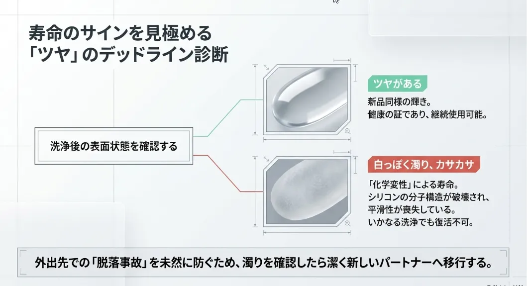 復活不可のデッドライン。光沢が消えたら潔く買い替えを