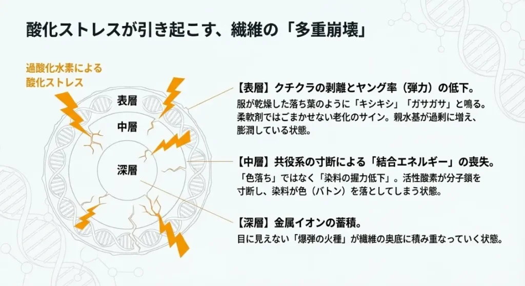 染料の「絆」が削られる？色が薄くなるのは汚れ落ちじゃない