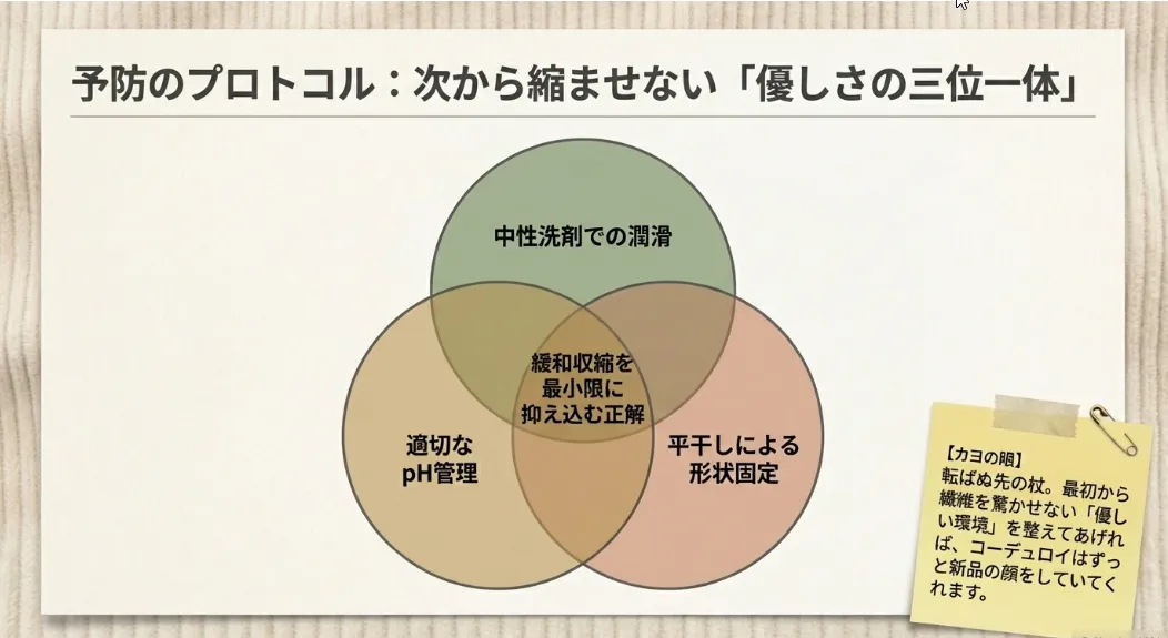 次から縮ませない！繊維を「驚かせない」ための優しい洗い方