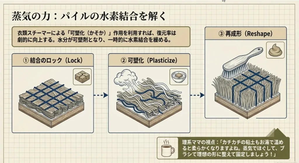 水分子を「可塑剤」にして繊維をほぐすプロの理論