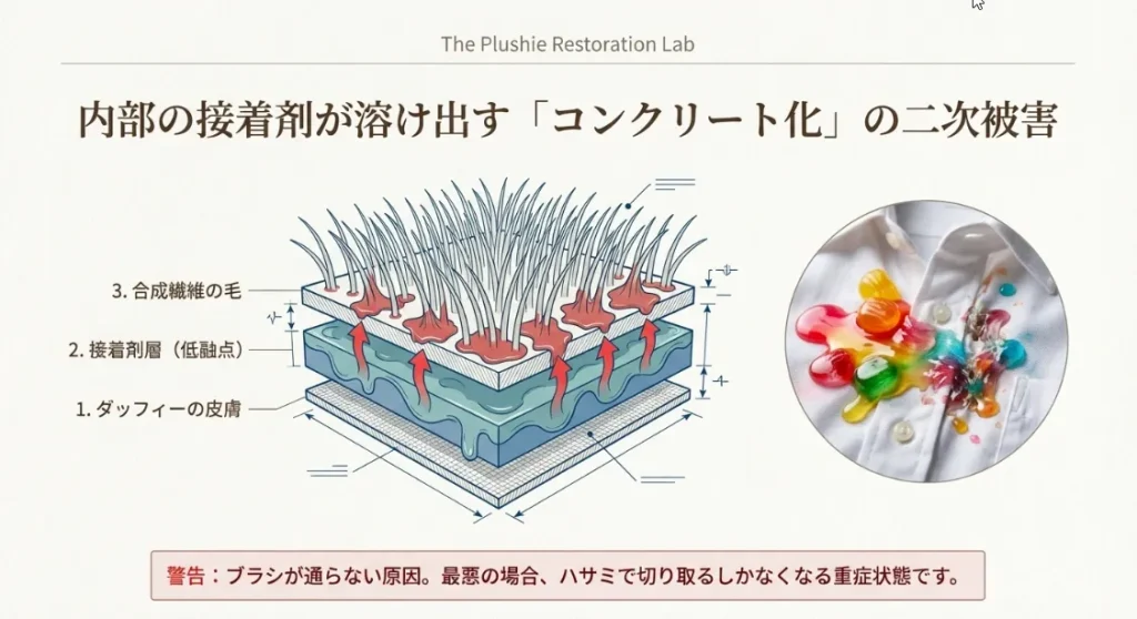 溶けた接着剤が毛を固める「二次被害」の恐怖