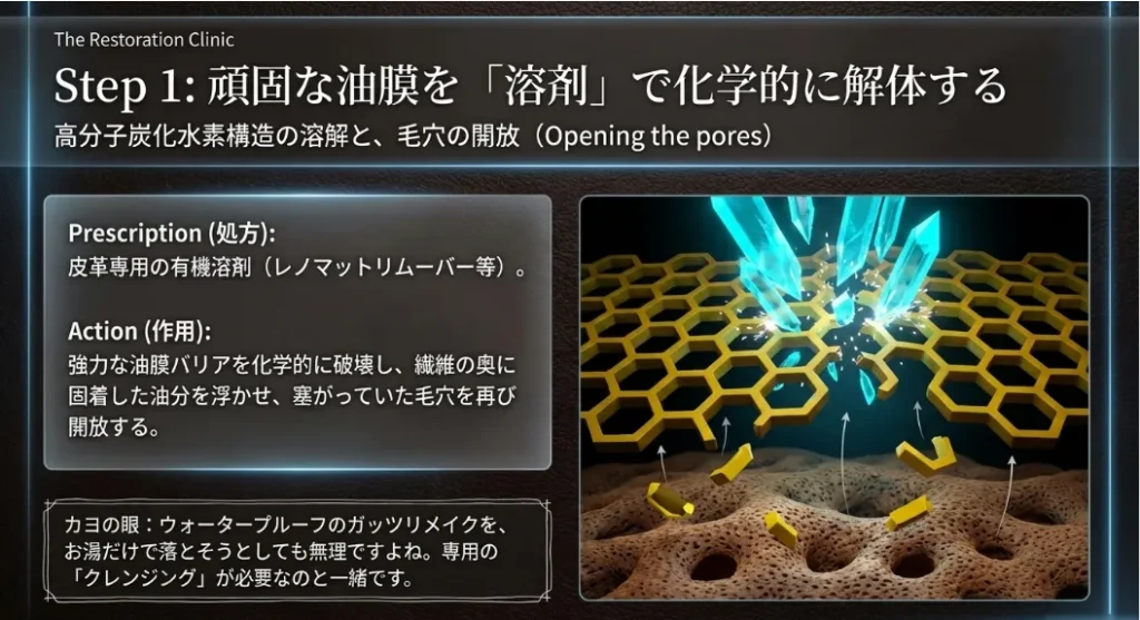 溶剤の力で毛穴に詰まったワセリンを溶かし出す