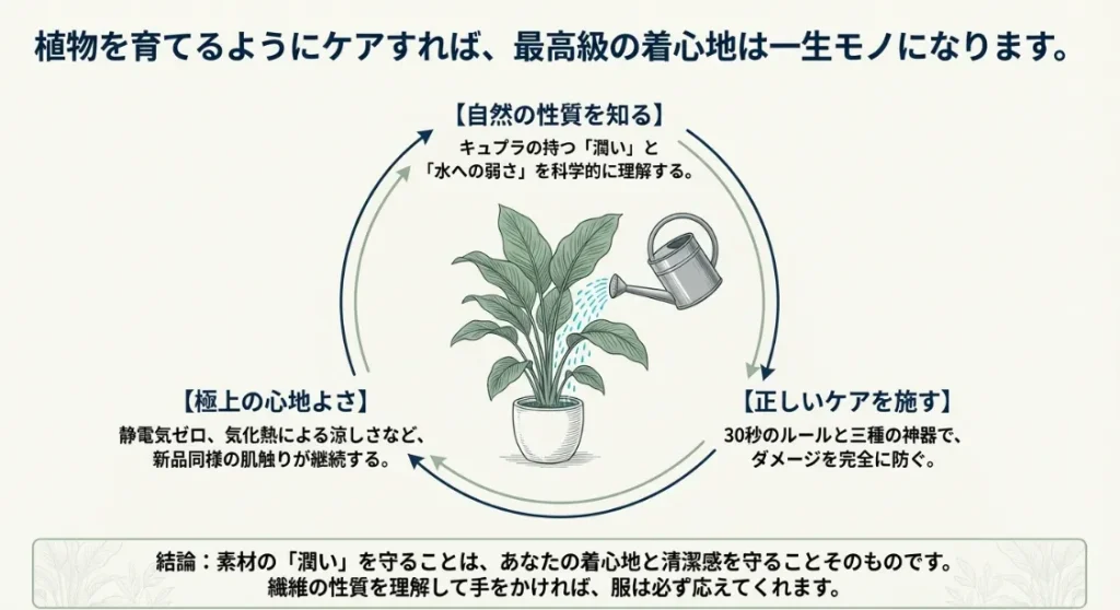 科学を知れば一生モノ！キュプラの潤いを守って最高の着心地を