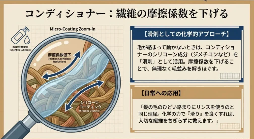 絡まりを物理で解く！コンディショナーを滑剤にする裏ワザ