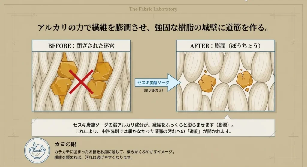 繊維を広げて溶かし出す「アルカリ分解」で絶望を希望に