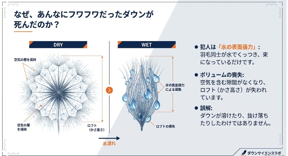 脂が「乳化」して剥がれ落ちてしまう