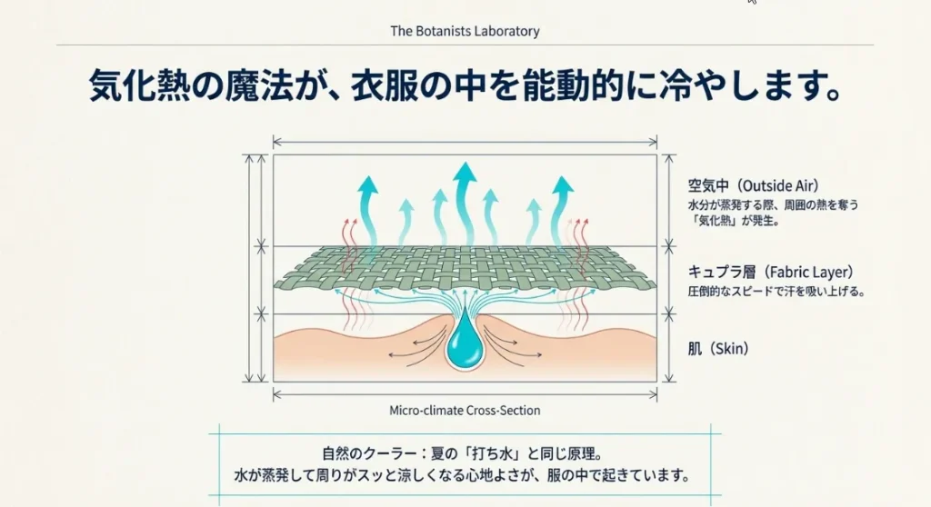 蒸れを逃がす魔法の力！気化熱で衣服の温度を操るキュプラの凄さ