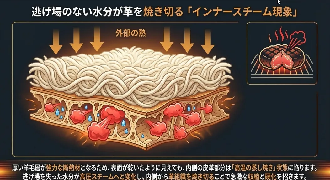 表面は乾いても中は蒸し焼き！組織を壊すインナースチーム現象