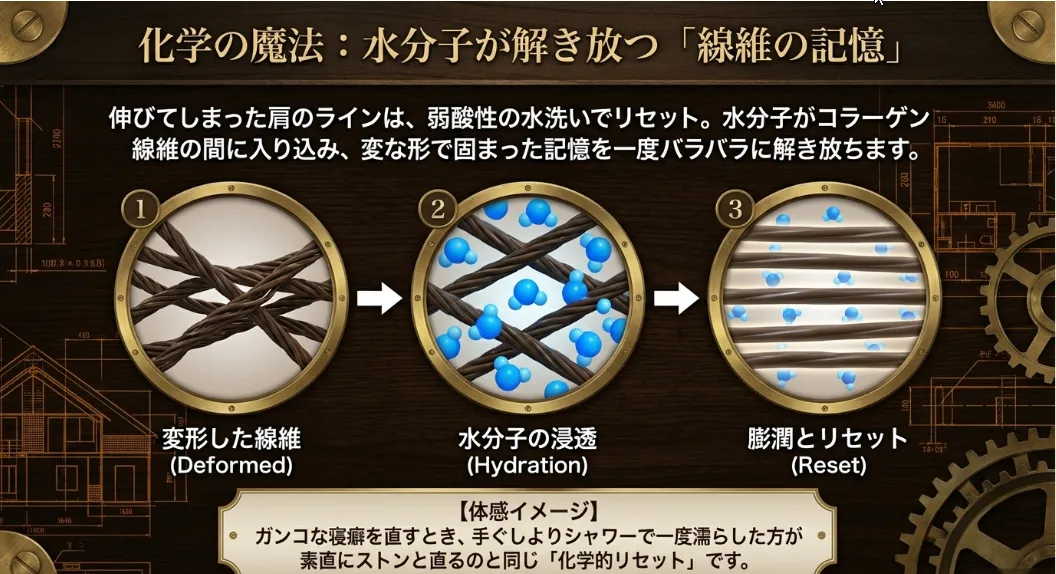 諦めないで！「水洗い」で伸びた肩をリセットする復元術