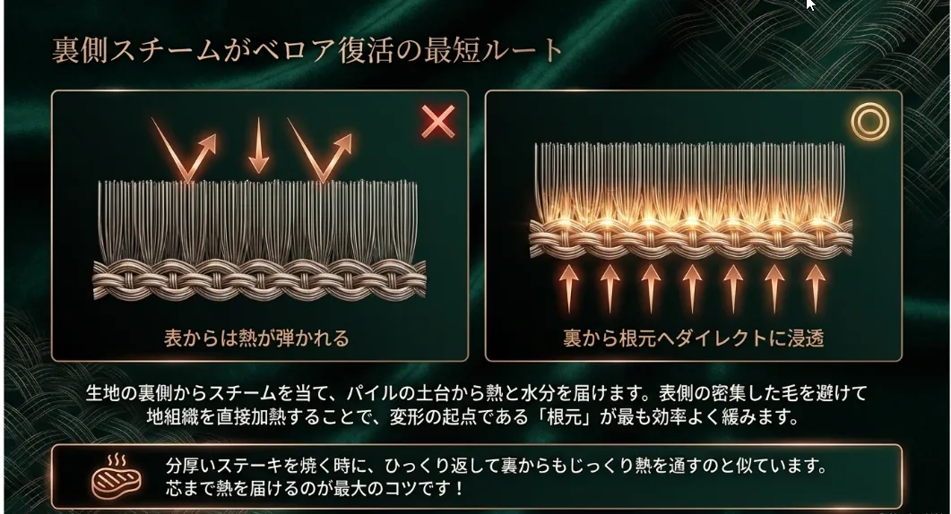 跡を最短で消すスチーム術！裏側から蒸気を届けるのが成功の近道
