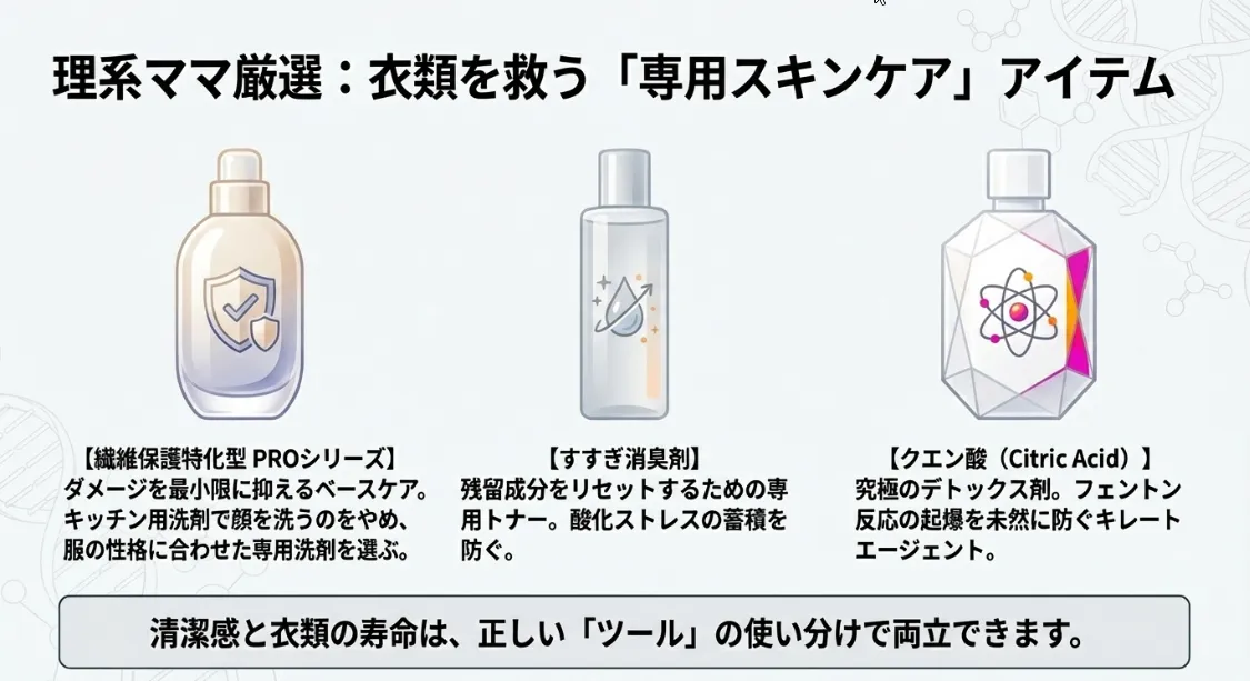 酸化を防いで清潔を守る！理系ママが選ぶ「衣類救済」アイテム