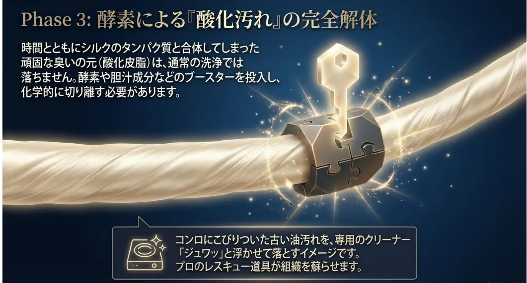 酸化汚れを解体！タンパク分解をブーストするプロの隠し玉