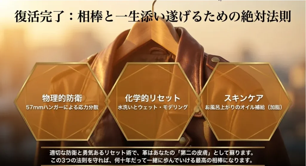 重力から解放しよう！愛用の革ジャンと一生添い遂げるために